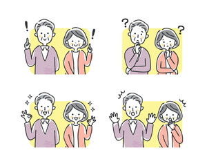 シニア夫婦の表情セット　上半身