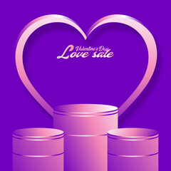 Valentines day background with product display and Heart Shaped