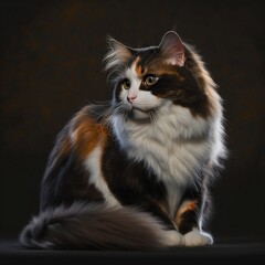  Norwegian cat on a dark background kitten portrait
