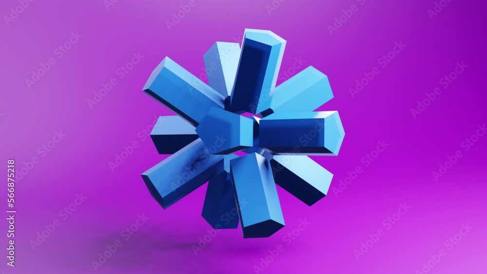 Wall mural techno abstract shape 3d geometric video animation background. looping 3d motion graphics. color bac