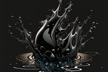a splash of water on a black background. Generative AI