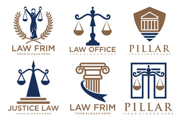 Set law logo and icon design template