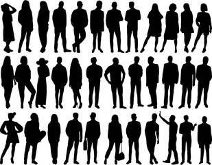 Vector silhouettes of group people with 
many Style 