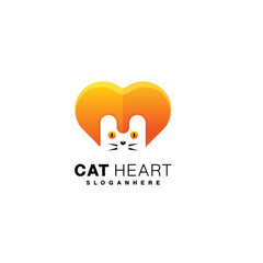 cat love logo symbol gradient color design