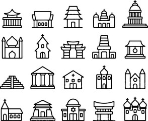 All Religion Icon For Pray Vector with White isolated