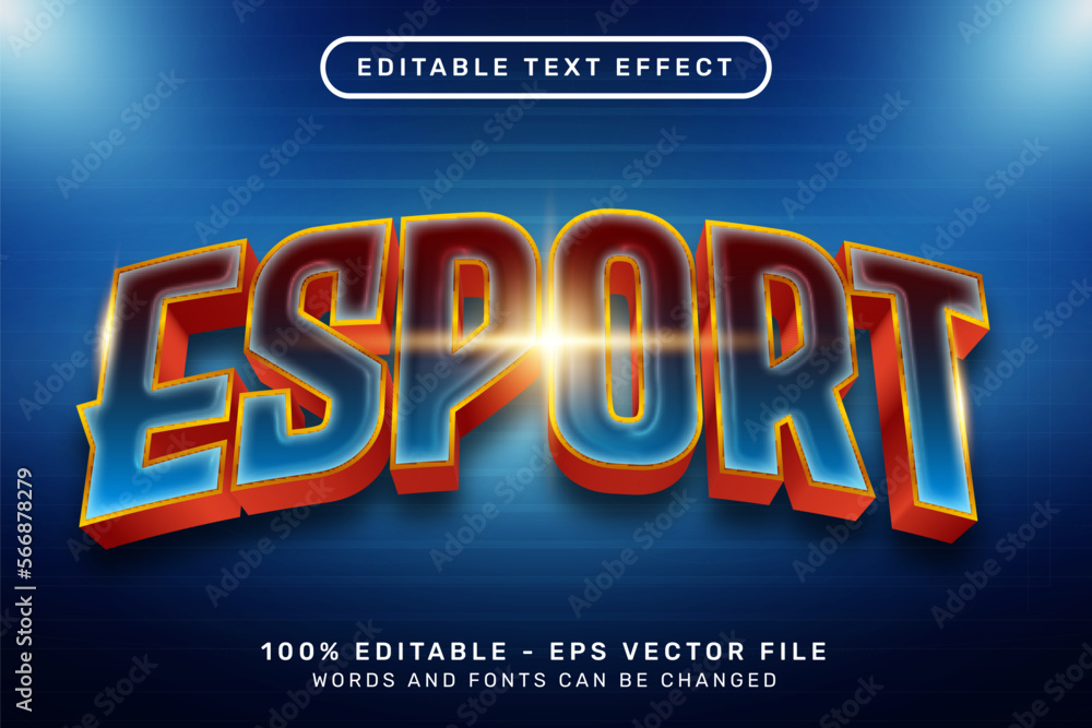 Aufkleber esport light color 3d text effect and editable text effect