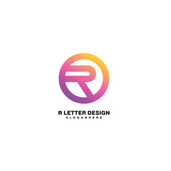 letter r in round design symbol logo for business