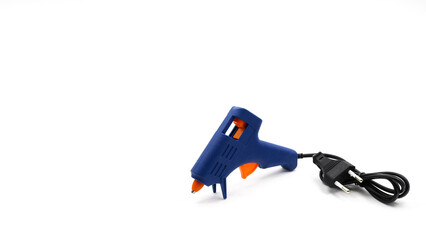 Blue glue gun close up