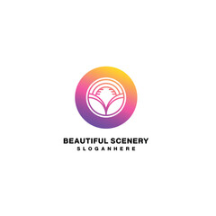 beautiful scenery symbol logo elegant coloring design