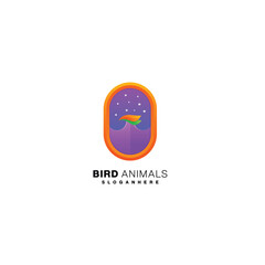 bird eagle in frame logo design template colorful
