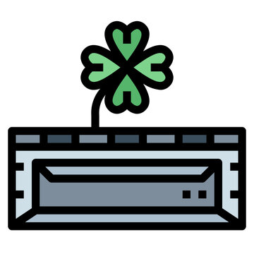 green clover growing from gray rectangle clip art preview