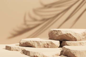 Abstract background Scene for cosmetic Product and Package Presentation, Stone Podium Display, 3d rendering.