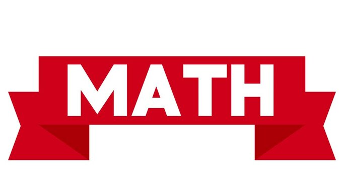 Animated retro, vintage red ribbon with the text Math.