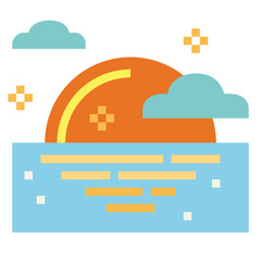 sunset flat icon style