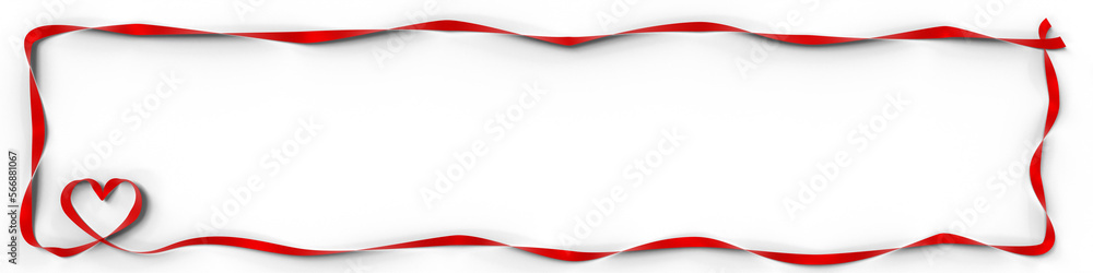 Wall mural 3d illustration of red ribbon frame with heart loop isolated on transparent background