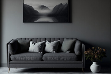 Couch clean minimalistic black sofa interior design
