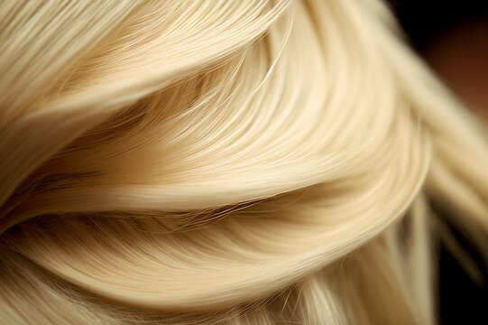 Bright Blonde Hair Macro Closeup. Generative AI.