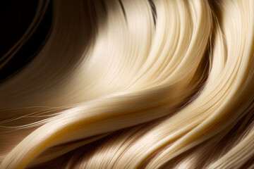 Bright blonde hair textured macro. Generative AI.