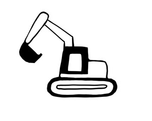 ショベルカーのシンプル塗り絵イラスト