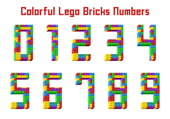 Colorful 3D bricks numbers from 0 to 9. This is a part of a set which also includes uppercase letters from A to Z.