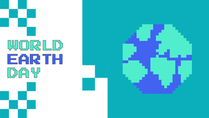 world earth day pixel art design 