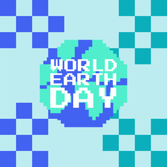 world earth day pixel art design 