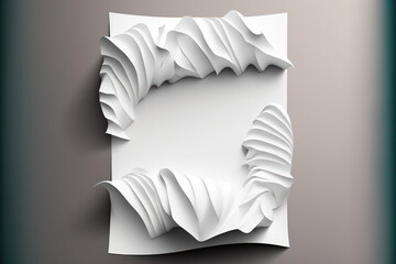 Wrinkled, crisp white paper against an abstract background. Generative AI