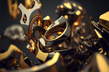 Plakat Make your project stand out with this unique abstract with golden details. AI generation.
