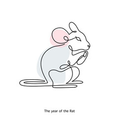 Rat Chinese Zodiac Sign in minimal line art style