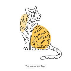 Tiger Chinese Zodiac Sign in minimal line art style