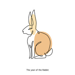 Rabbit Chinese Zodiac Sign in minimal line art style