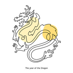 Dragon Chinese Zodiac Sign in minimal line art style