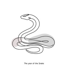 Snake Chinese Zodiac Sign in minimal line art style
