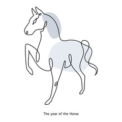 Horse Chinese Zodiac Sign in minimal line art style