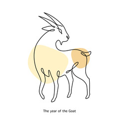 Goat Chinese Zodiac Sign in minimal line art style