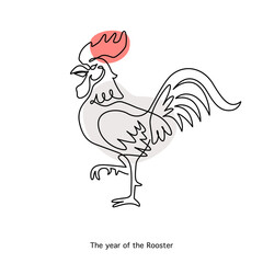 Rooster Chinese Zodiac Sign in minimal line art style