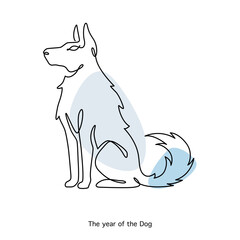 Dog Chinese Zodiac Sign in minimal line art style