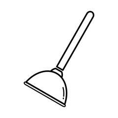 Toilet plunger icon on transparent background.