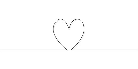 Continuous line drawing of heart on transparent background.