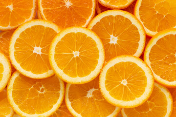 Sliced freshness orange fruit background. Round Pattern.