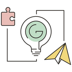 Creative idea and solution research icon flat vector