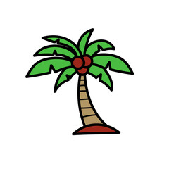 Coconut tree vector illustration with a cute hand-drawn style isolated on white background