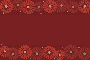Red background with big flowers frame and copy space