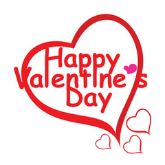 vector graphic of the word happy valentines day with a red heart symbol