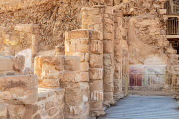 The ruins   of the palace of King Herod in the fortress of Masada - is a fortress built by Herod the Great on a cliff-top off the coast of the Dead Sea, in southern Israel