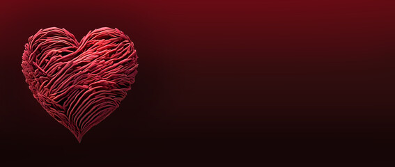 Heart Banner, Red heart background, Valentine's Day