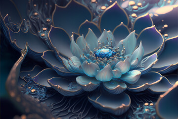 Beauty lotus flower ethereal illustration. Generative AI