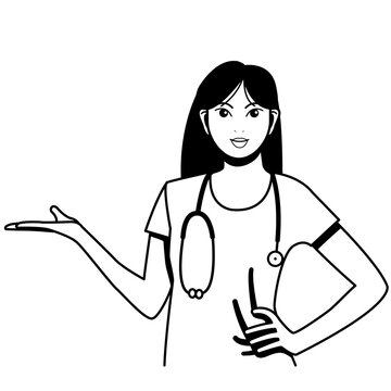 black and white doctor presenting clip art preview