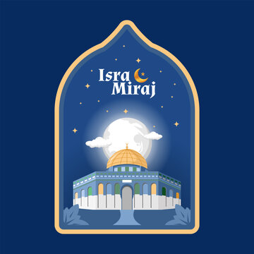 illustration of mosque isra miraj islamic celebration of the prophet muhammad