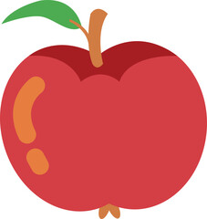 red-apple with leaf flat illustration